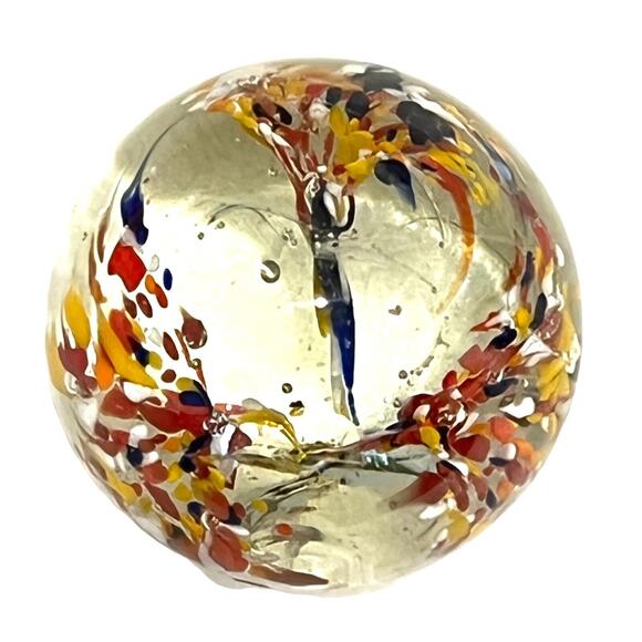 Studio Art GLASS PAPERWEIGHT Spotted Trumpet Flowers 2.5" Ball Pontil Bottom - Picture 3 of 6